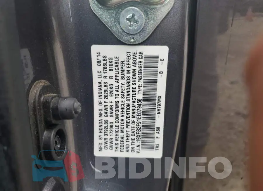 19XFB2F91EE079456 Photo# 12
