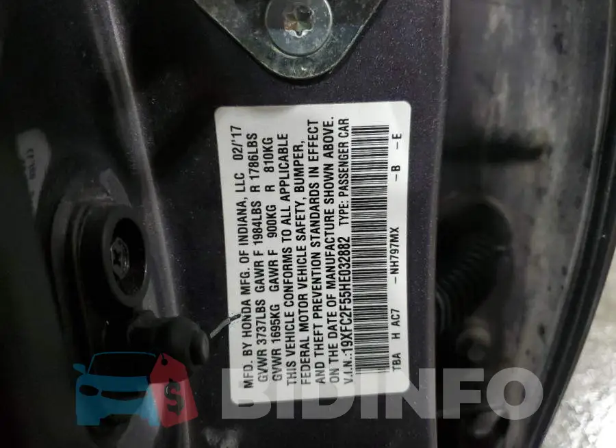 19XFC2F55HE032882 Photo# 12