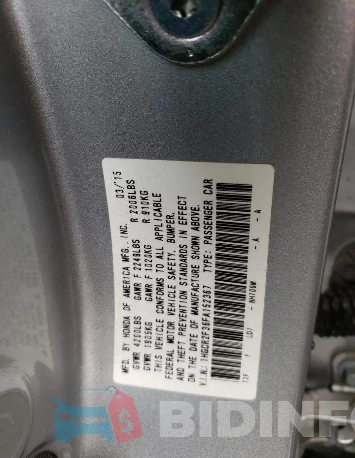 1HGCR2F36FA152367 Photo# 13