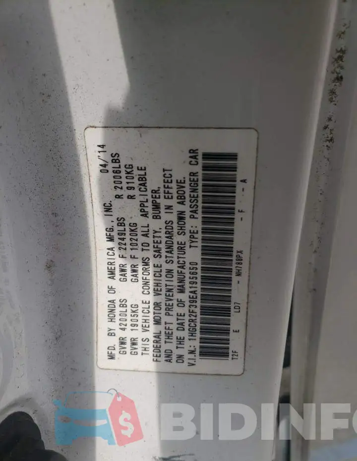 1HGCR2F39EA195650 Photo# 13