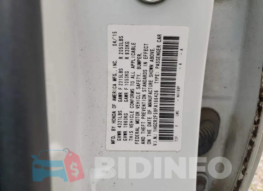1HGCR2F59FA166426 Photo# 12