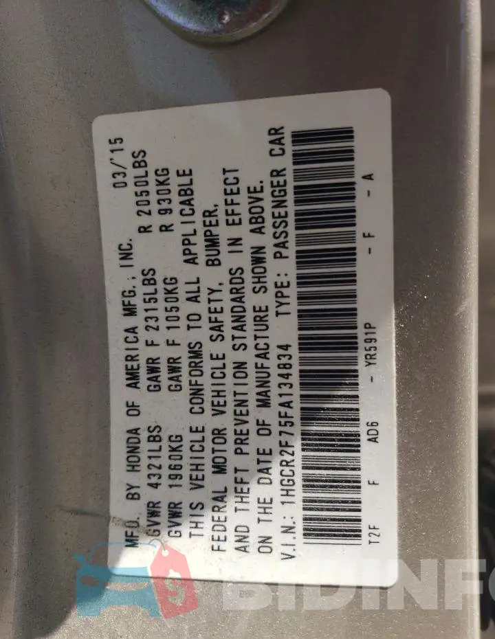 1HGCR2F75FA134834 Photo# 12