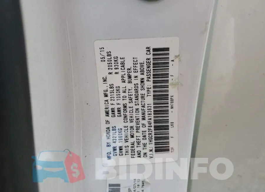 1HGCR2F84FA183631 Photo# 12