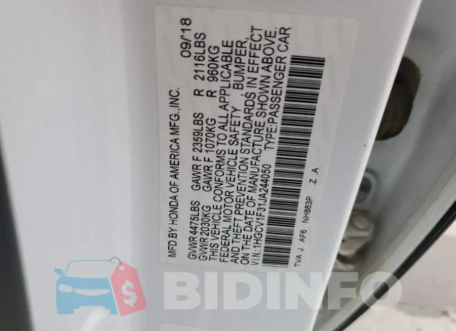 1HGCV1F31JA244050 Photo# 12