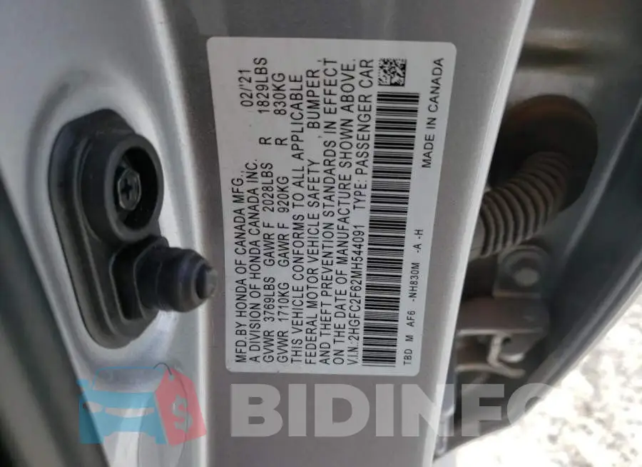 2HGFC2F62MH544091 Photo# 13