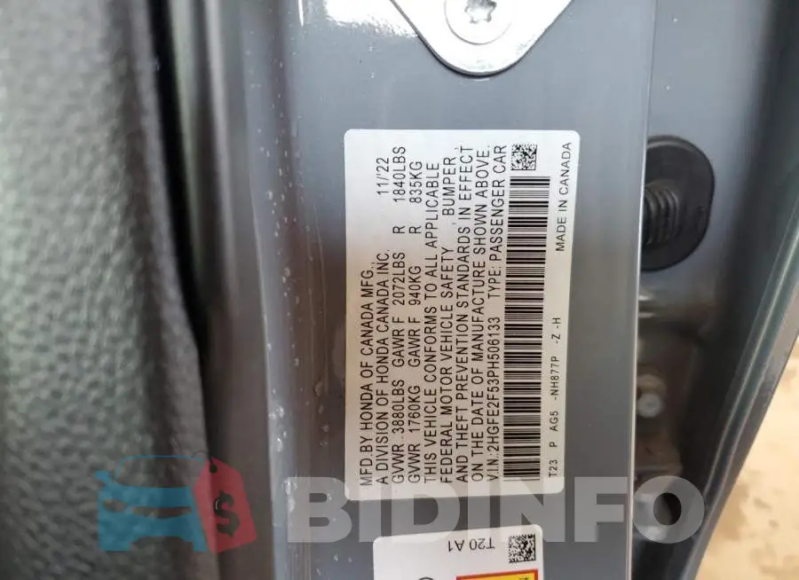 2HGFE2F53PH506133 Photo# 12