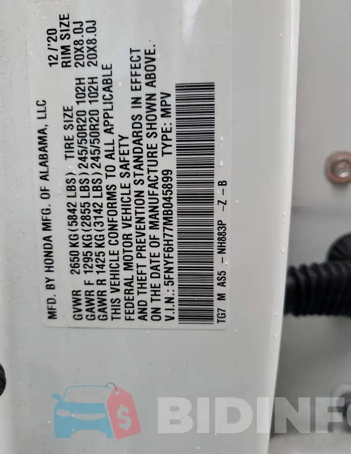 5FNYF6H77MB045899 Photo# 13