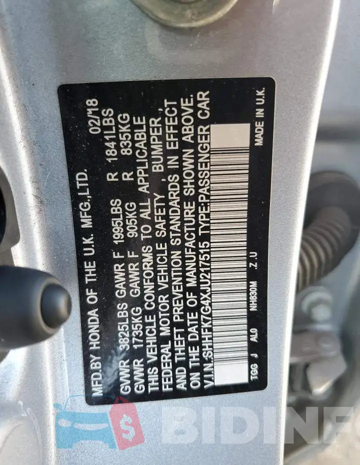 SHHFK7G4XJU217515 Photo# 12