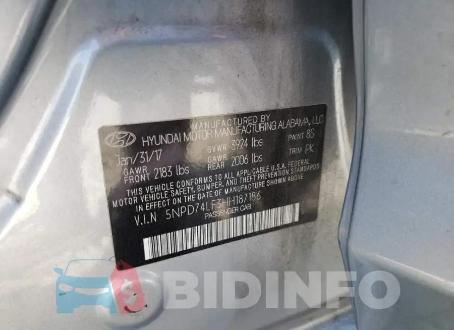 5NPD74LF3HH187186 Photo# 12