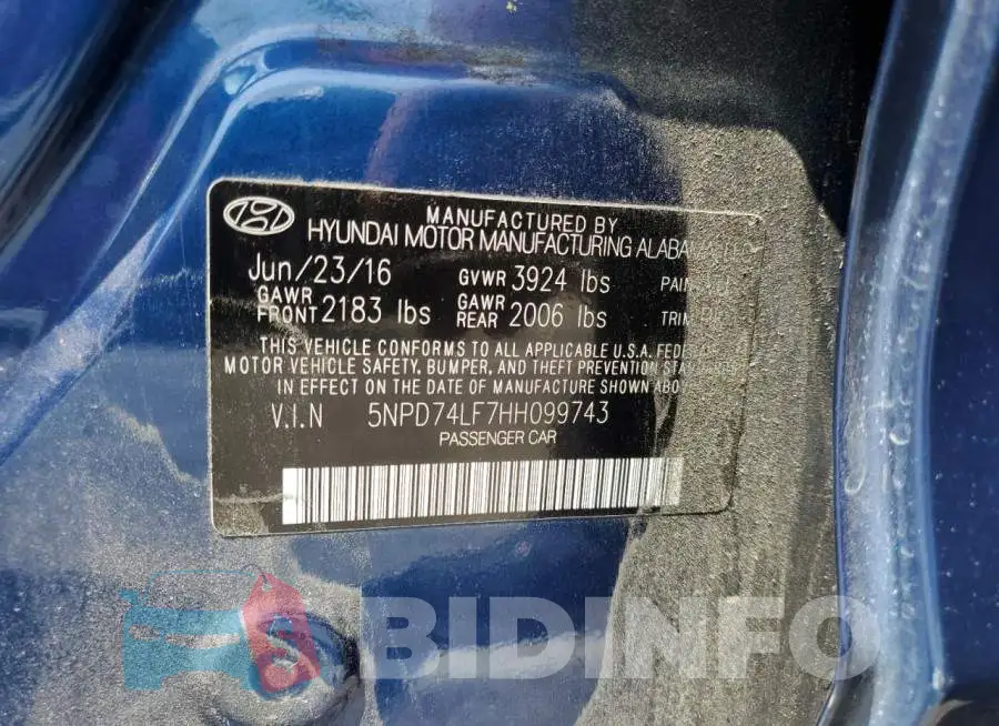5NPD74LF7HH099743 Photo# 12