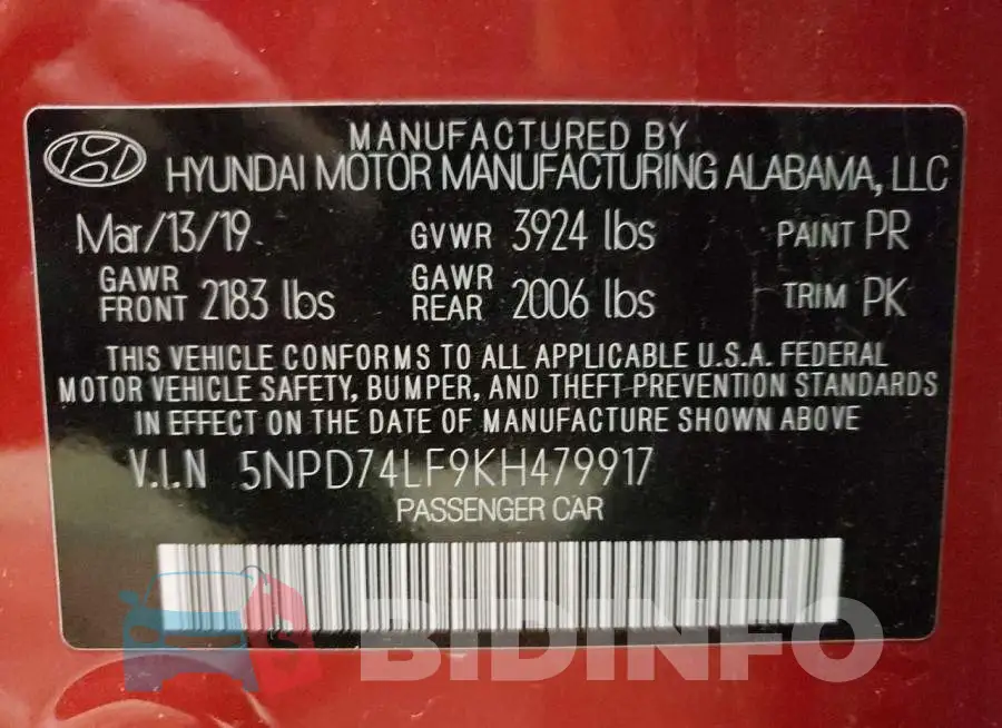 5NPD74LF9KH479917 Photo# 12