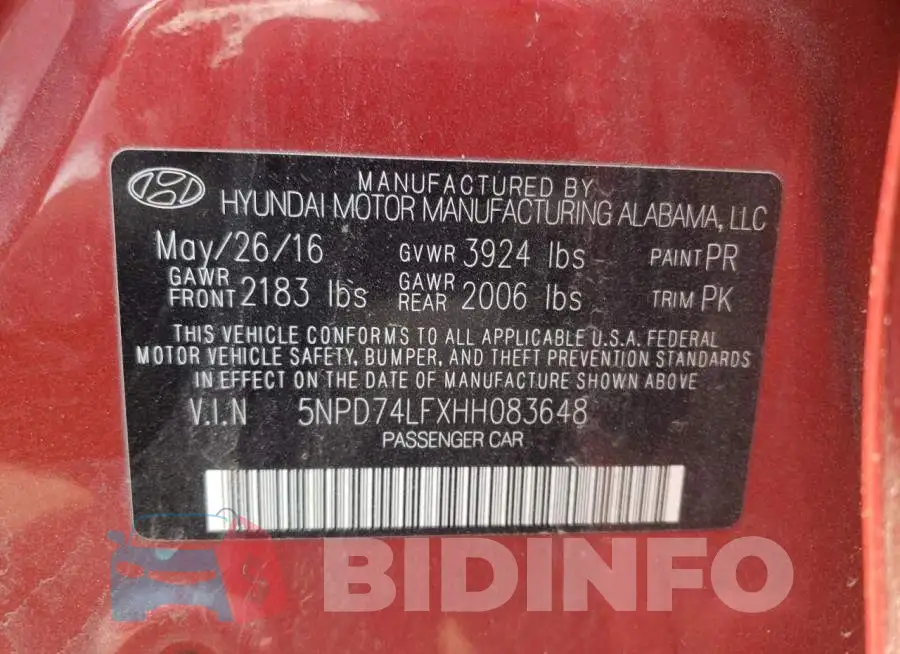 5NPD74LFXHH083648 Photo# 12