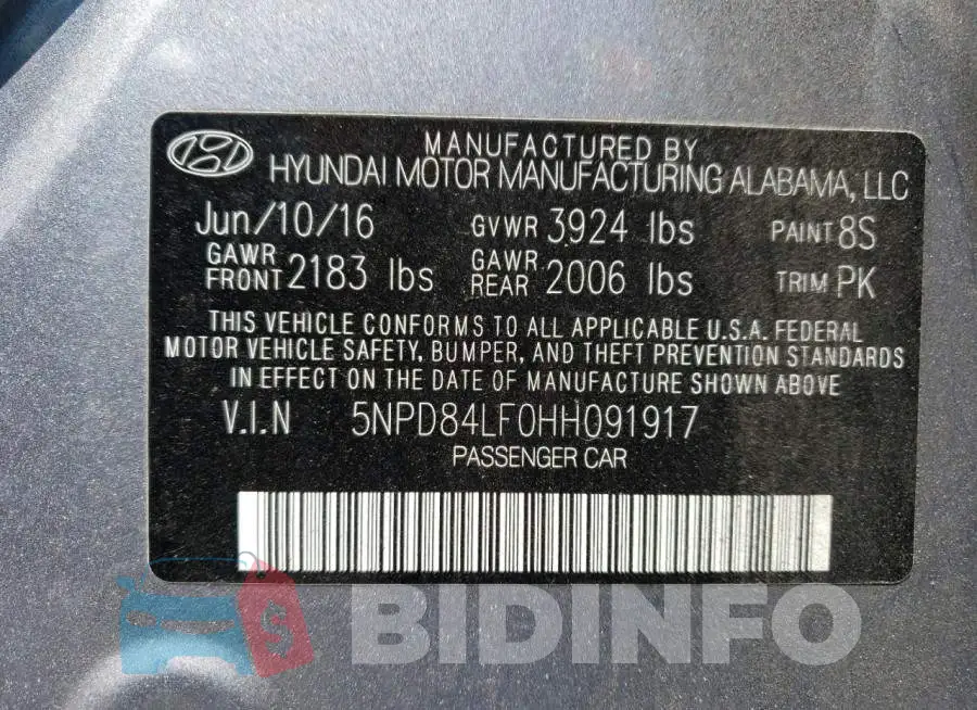5NPD84LF0HH091917 Photo# 13