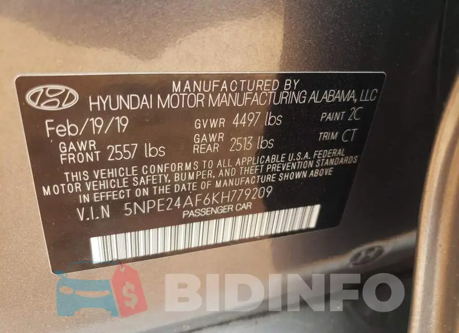 5NPE24AF6KH779209 Photo# 12