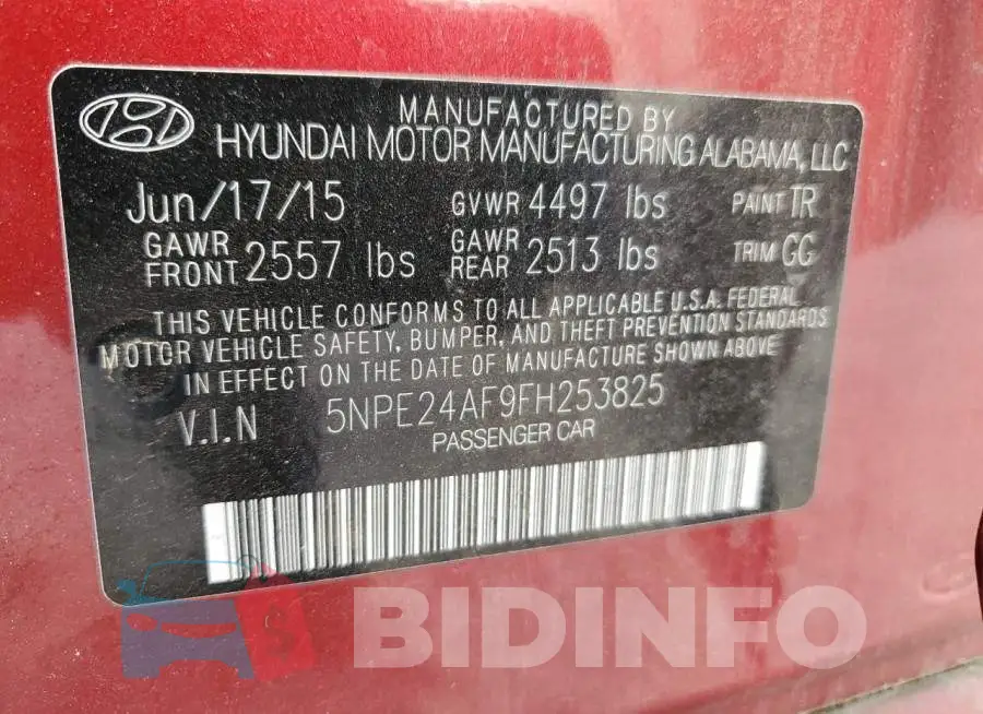 5NPE24AF9FH253825 Photo# 12
