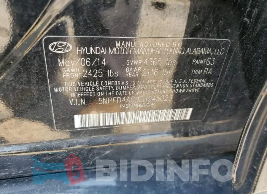 5NPEB4AC9EH945023 Photo# 12