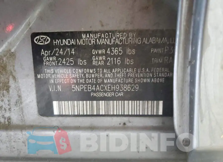 5NPEB4ACXEH938629 Photo# 12