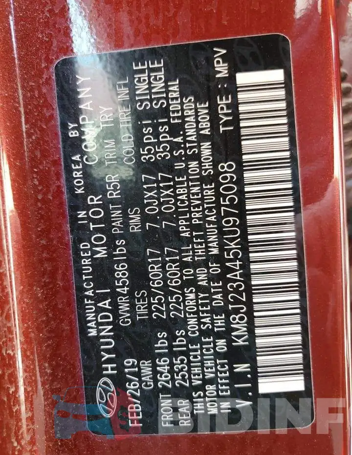 KM8J23A45KU975098 Photo# 12