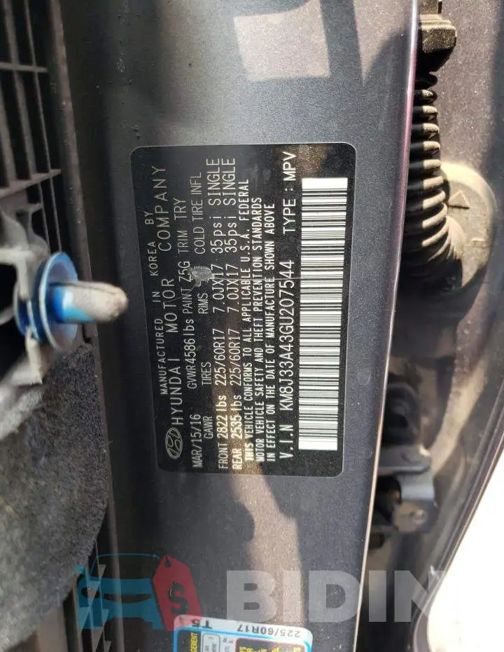 KM8J33A43GU207544 Photo# 12