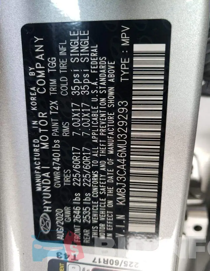 KM8J3CA46MU329293 Photo# 13