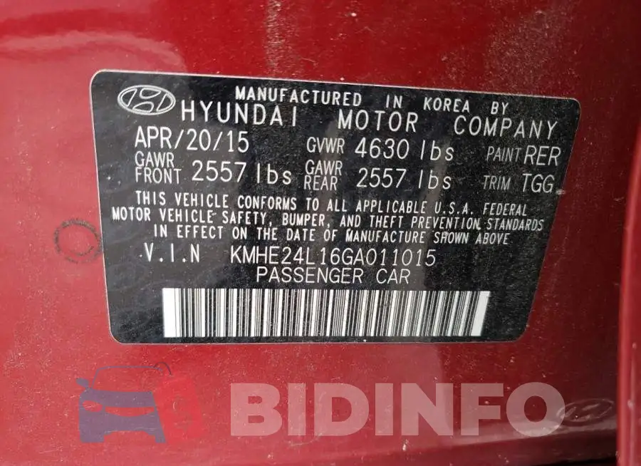 KMHE24L16GA011015 Photo# 12