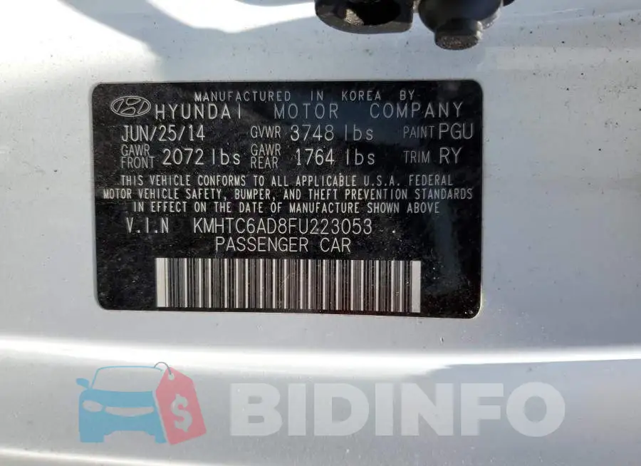 KMHTC6AD8FU223053 Photo# 12