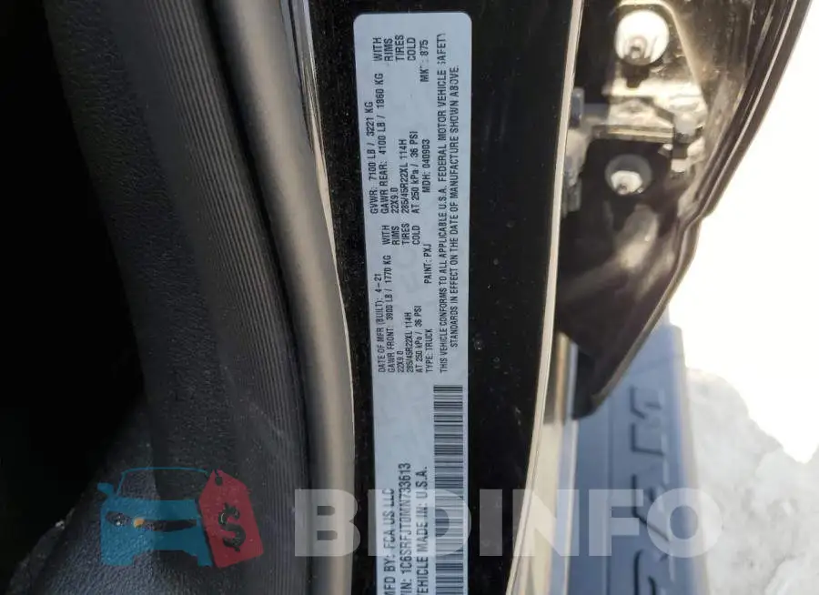 1C6SRFJT0MN733613 Photo# 12