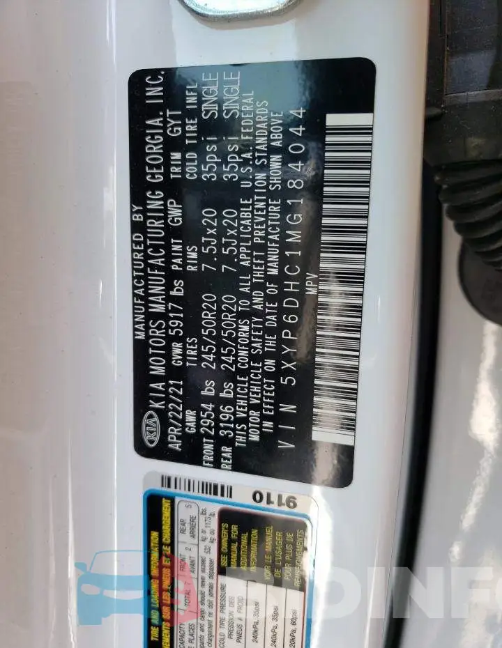 5XYP6DHC1MG184044 Photo# 13
