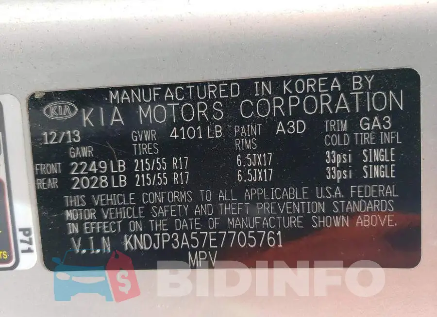 KNDJP3A57E7705761 Photo# 12