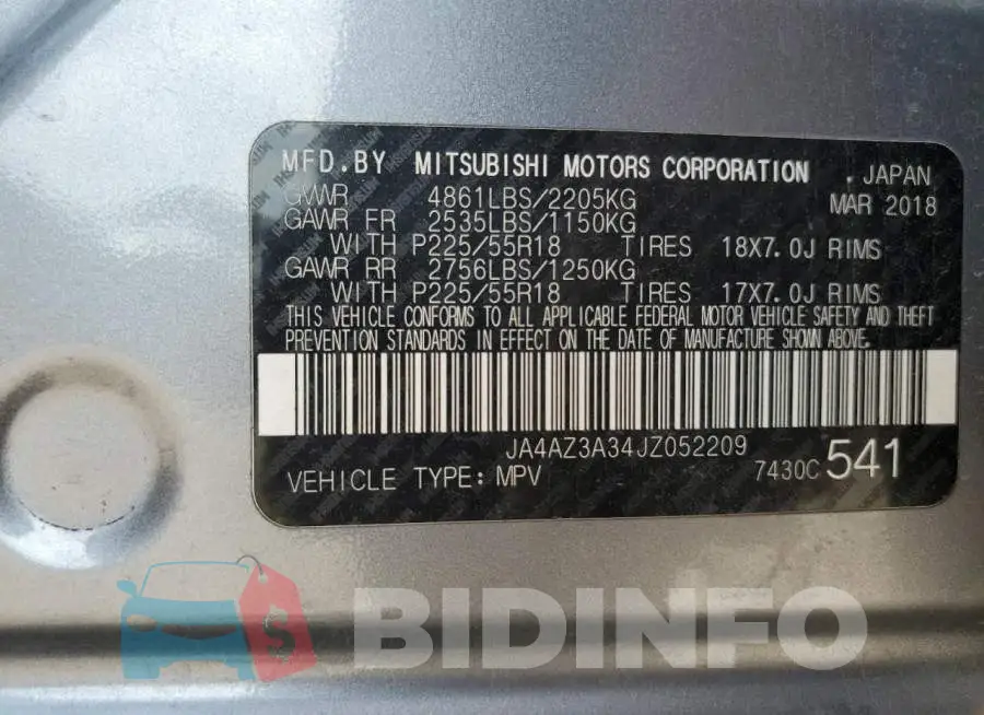 JA4AZ3A34JZ052209 Photo# 14