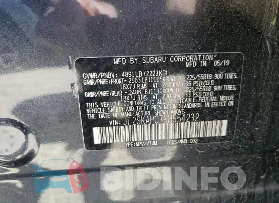 JF2SKAPC7KH554232 Photo# 13