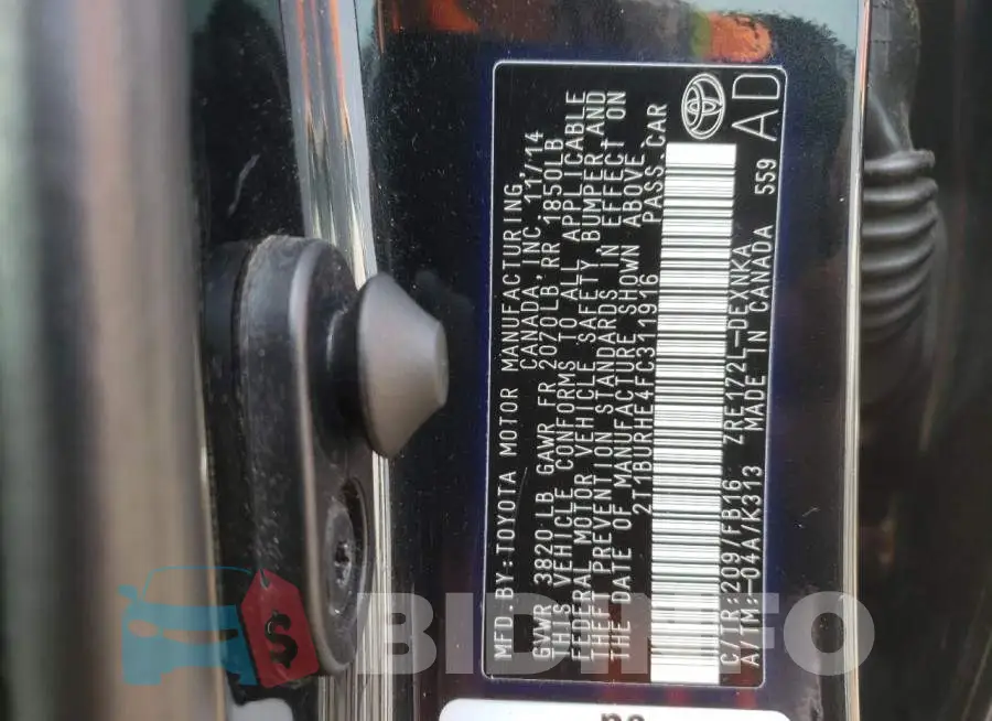 2T1BURHE4FC311916 Photo# 12