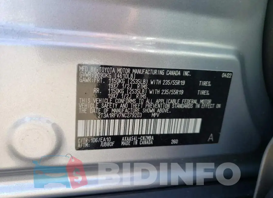 2T3A1RFV7NC279203 Photo# 10