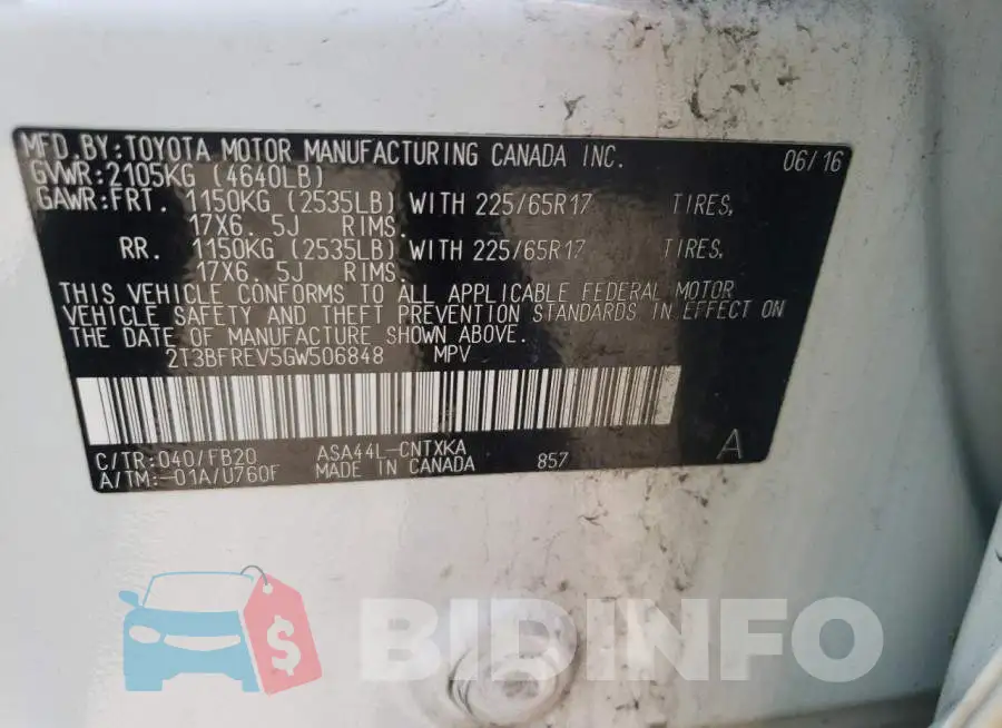 2T3BFREV5GW506848 Photo# 13