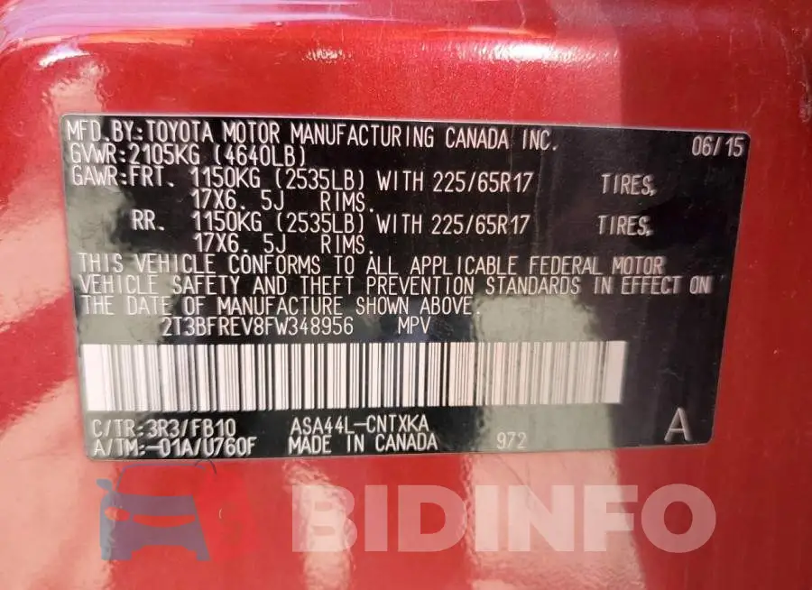 2T3BFREV8FW348956 Photo# 13