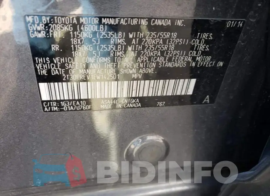 2T3DFREV1EW142501 Photo# 14