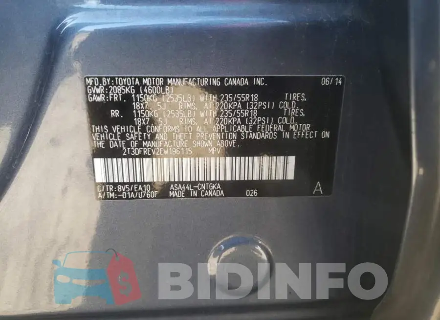 2T3DFREV2EW196115 Photo# 13