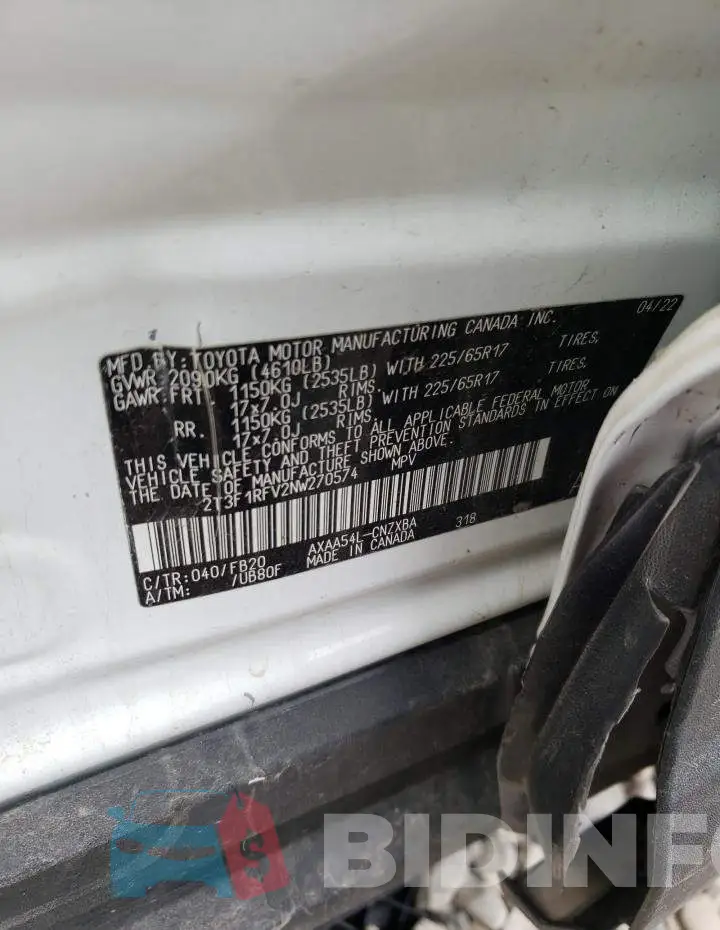 2T3F1RFV2NW270574 Photo# 13