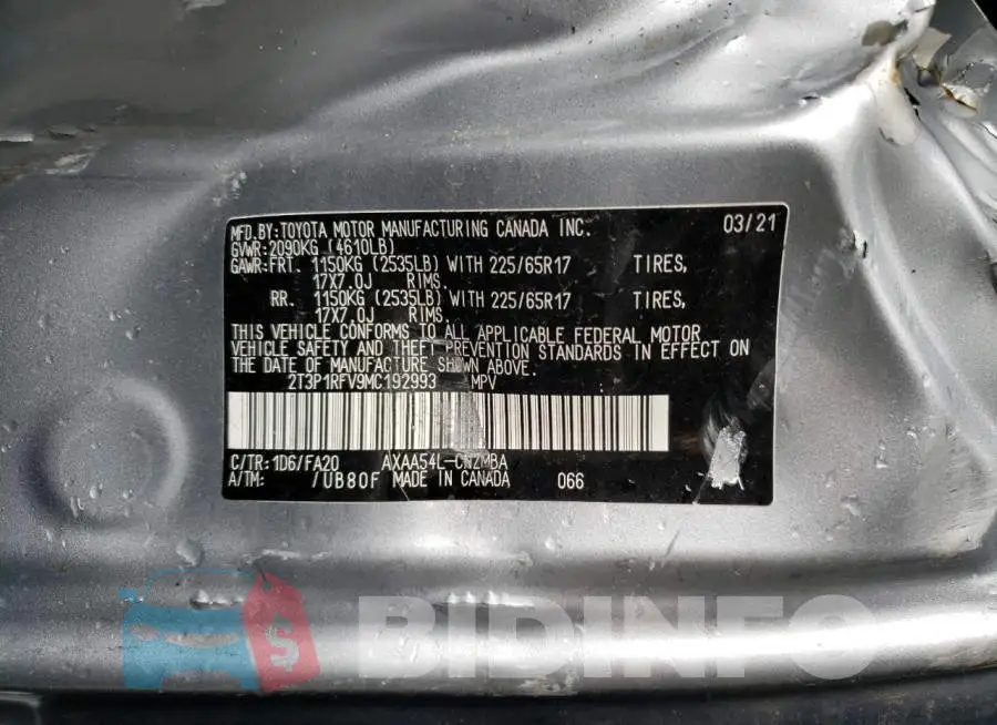 2T3P1RFV9MC192993 Photo# 13