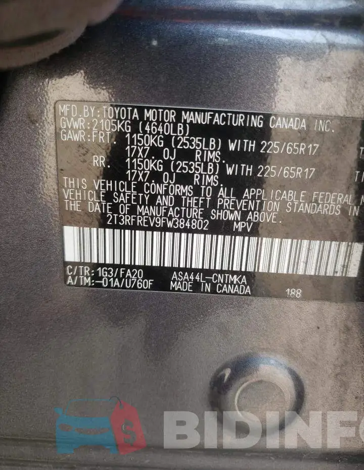 2T3RFREV9FW384802 Photo# 14