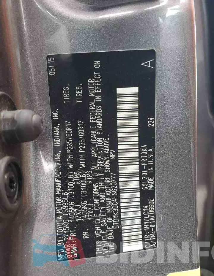 5TDYK3DC4FS620777 Photo# 13