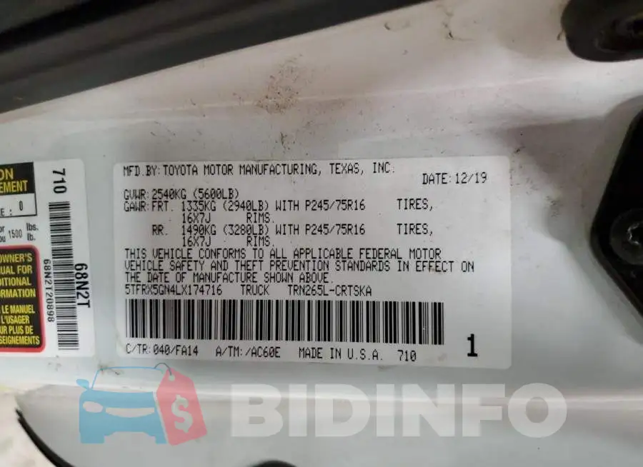 5TFRX5GN4LX174716 Photo# 12