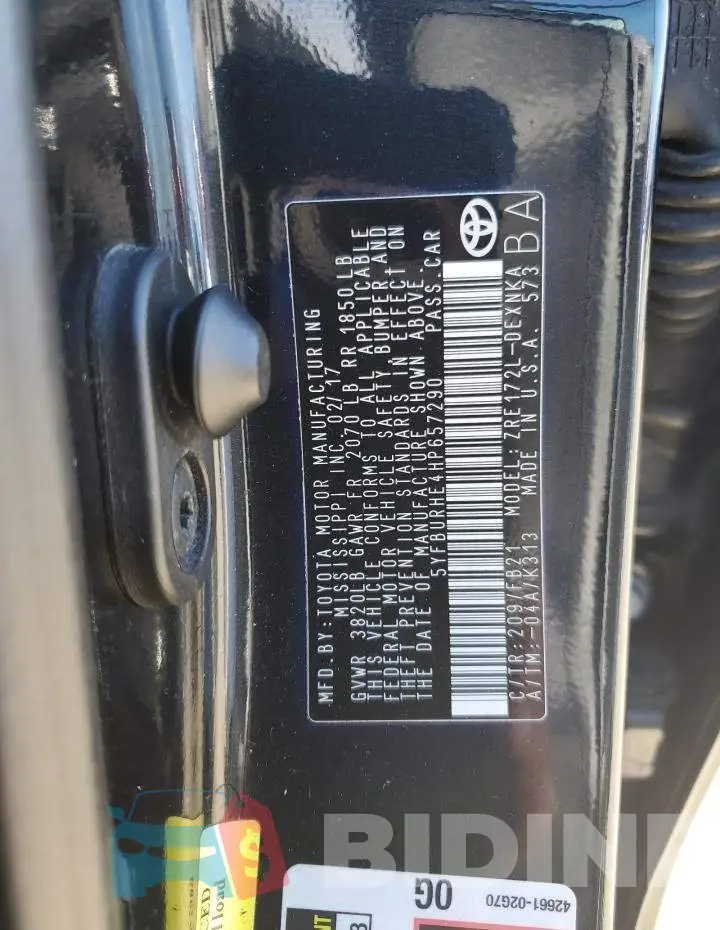 5YFBURHE4HP657290 Photo# 13