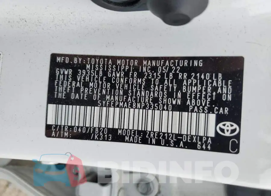 5YFEPMAE8NP335040 Photo# 13