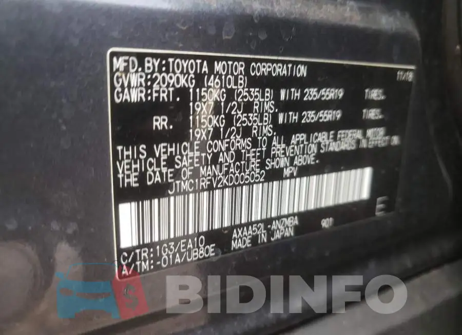 JTMC1RFV2KD005052 Photo# 13