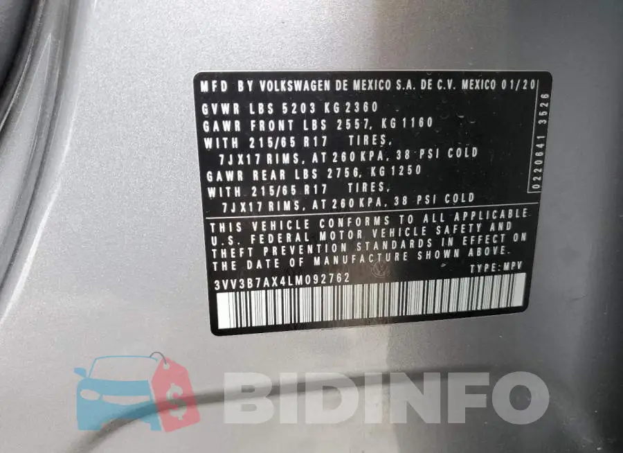 3VV3B7AX4LM092762 Photo# 13