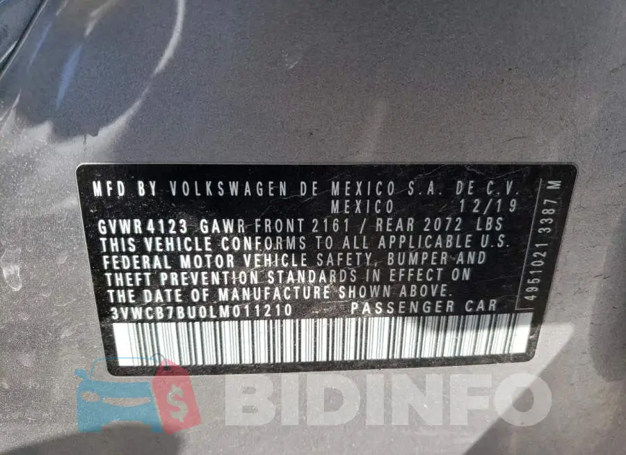 3VWCB7BU0LM011210 Photo# 12