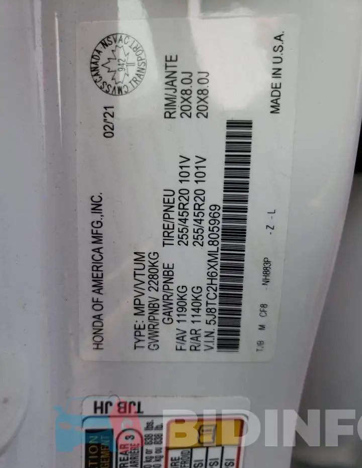 5J8TC2H6XML805969 Photo# 13