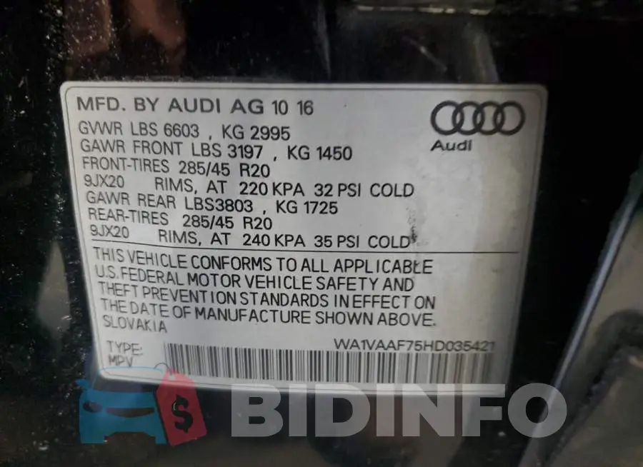 WA1VAAF75HD035421 Photo# 13