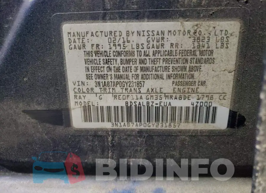 3N1AB7AP0GY231857 Photo# 12